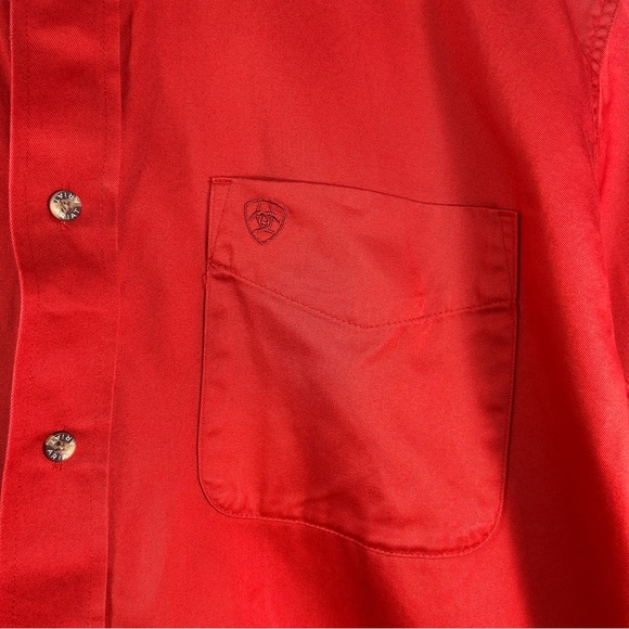 ARIAT Western Workwear Button Down Long Sleeve Shirt Orange; Men’s Size Large - Picture 4 of 16